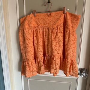 Anthropologie Orange Eyelet Blouse